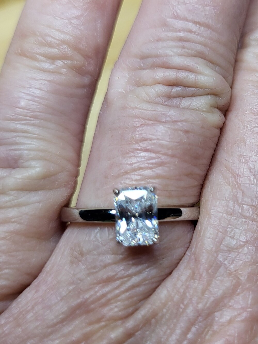 Gorgeous Sterling Silver Rectangle Moissanite Solitaire Engagement Ring Sz7
